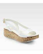 Miu Miu Patent Leather Slingback Wedge Sandals - Lyst
