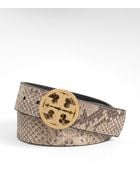 Tory Burch Python Reversible Logo Belt - Lyst