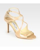 Jimmy Choo Ivette Strappy Patent Leather Sandals - Lyst