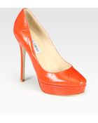 Jimmy Choo Cosmic Croc-print Leather Platform Pumps - Lyst