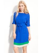 Eci Colorblock Silk Chiffon Dress - Lyst