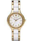 DKNY Ceramic & Stainless Steel Crystal Bezel Watch - Lyst