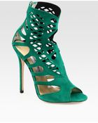Jimmy Choo Stretch Suede Cage Sandals - Lyst