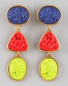 Oscar de la Renta Carved Cabochon Earrings - Lyst