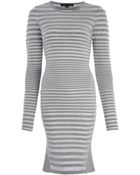 Alexander Wang Grey Stretch Striped Fleece Dress - Lyst