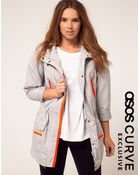 Asos Curve Exclusive Parka with Neon Zip - Lyst