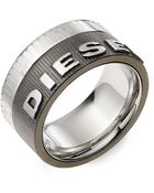 Diesel Cog Tooth Logo Ring in Silver for Men | Lyst