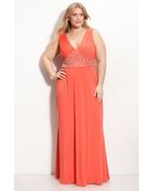 Js Boutique Beaded Waist Jersey Gown - Lyst