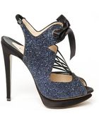 Nicholas Kirkwood Lace-Up Glitter Sandal - Lyst