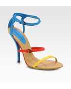 Bottega Veneta Leather Colorblock Sandals - Lyst