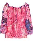 Roberto Cavalli Printed Silk-chiffon Top - Lyst