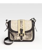Michael Kors Gia Crushed Linen & Leather Saddle Bag - Lyst