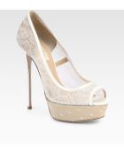Valentino Lace & Satin Bridal Peep Toe Platform Pumps - Lyst