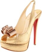 Christian Louboutin Studded-bow Platform Slingback - Lyst