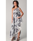 Halston Heritage One Shoulder Cascade Gown - Lyst