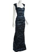Nicole Miller Teal Metallic Ruched Fishtail Evening Gown - Lyst