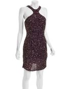 Theia Grape Beaded Halter Cocktail Dress - Lyst