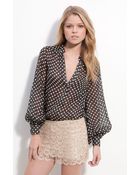 Haute Hippie Gypsy Sheer Polka Dot Silk Blouse - Lyst