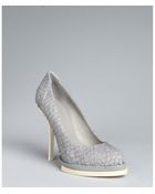 Alexander Wang Grey Frayed Leather Aida Platform Pumps - Lyst