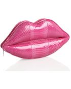 Lulu Guinness Snakeskin Lips Clutch - Lyst