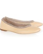 Chloé Crochet and Bead-trimmed Leather Ballet Flats - Lyst