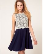 River Island Lace Panel Skater Dress - Lyst