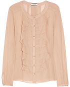 By Malene Birger Ruffled Silk-Crepe Blouse - Lyst
