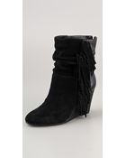 Steven By Steve Madden Fringed Suede Wedge Booties - Lyst