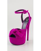Giuseppe Zanotti Bow Suede Platform Sandals - Lyst