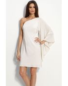 Nicole Miller Drape Sleeve One Shoulder Dress - Lyst