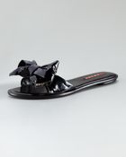 Prada Patent Leather Bow Slide Sandal, Black - Lyst
