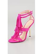 B Brian Atwood Luciana Suede Fringe Sandals - Lyst