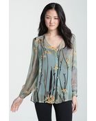 Citron Cherry Blossom Silk Blouse with Camisole - Lyst