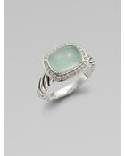 David Yurman Diamond Accented Aqua Chalcedony Ring - Lyst