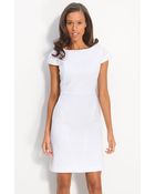 Calvin Klein Cap Sleeve Cotton Jacquard Dress - Lyst