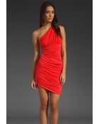 Halston Heritage One Shoulder Draped Dress - Lyst