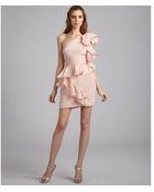 Notte By Marchesa Blush Pink Silk One Shoulder Dress - Lyst