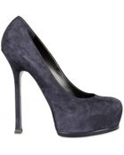 Saint Laurent 140mm Tribtoo Suede Pumps - Lyst