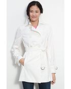 Tahari Double Breasted Trench Coat - Lyst