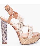 Lanvin Tan Python Cord Heels - Lyst