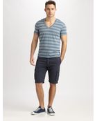 Converse Black Canvas Striped Vneck Tee - Lyst