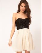 TFNC Tfnc Dress with Sequin Bandeau Chiffon Skirt - Lyst