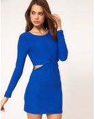 Tfnc Tfnc Long Sleeve Knot Front Dress - Lyst