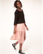 Asos Midi Skirt With Pleats - Lyst