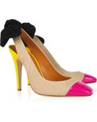 Carven Linen and Patentleather Slingbacks - Lyst