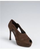 Saint Laurent Brown Suede 'Palais 105' Platform Pumps - Lyst