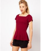 ASOS Collection Asos Top with Square Neck and Peplum - Lyst