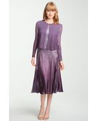 Komarov Ombré Satin Dress with Chiffon Bolero - Lyst
