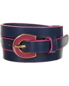 Topshop Navy Enamel Buckle Skinny Belt - Lyst