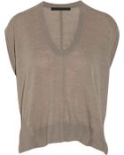 Alexander Wang Cropped Fine Knit Wool Sweater - Lyst